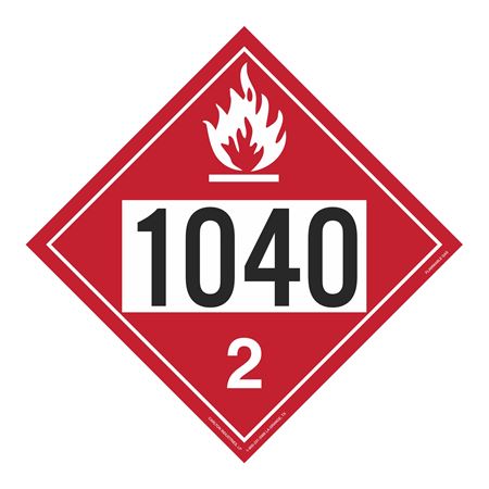 UN#1040 Flammable Gas Stock Numbered Placard