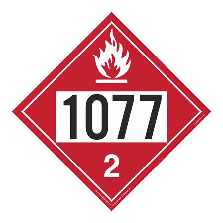 UN#1077 Flammable Gas Stock Numbered Placard