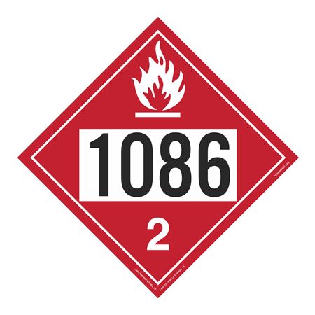 UN#1086 Flammable Gas Stock Numbered Placard