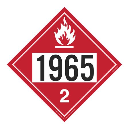 UN#1965 Flammable Gas Numbered Placard