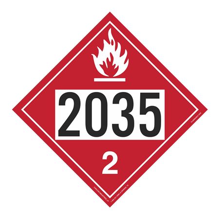 UN#2035 Flammable Gas Stock Numbered Placard