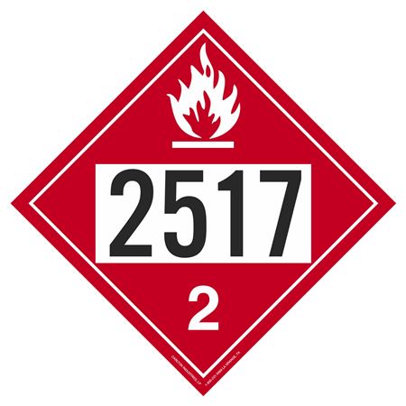 UN#2517 Flammable Gas Stock Numbered Placard