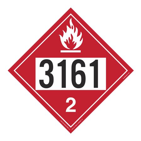 UN#3161 Flammable Gas Numbered Placard