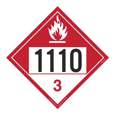 UN#1110 Combustible Liquid Numbered Placard