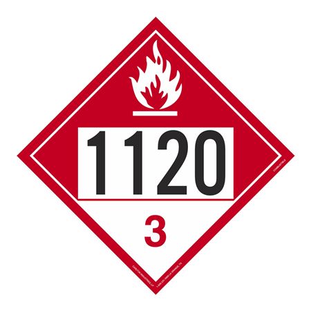 UN#1120 Combustible Liquid Numbered Placard