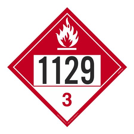 UN#1129 Combustible Liquid Numbered Placard