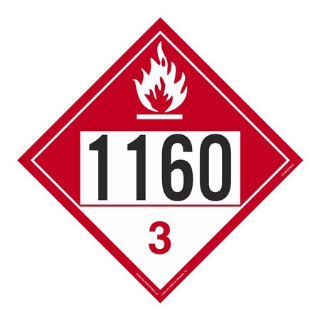 UN#1160 Combustible Liquid Numbered Placard