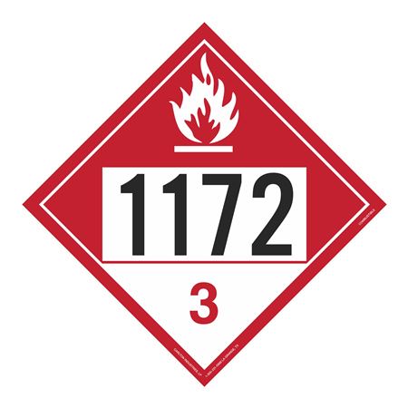 UN#1172 Combustible Liquid Numbered Placard