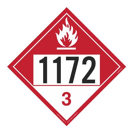 UN#1172 Combustible Stock Numbered Placard