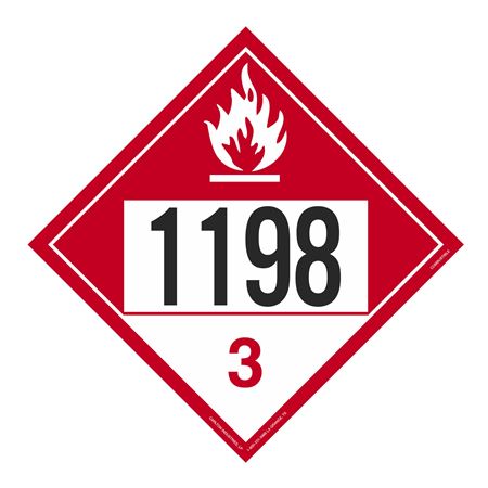 UN#1198 Combustible Stock Numbered Placard