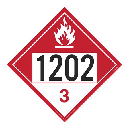 UN#1202 Combustible Stock Numbered Placard