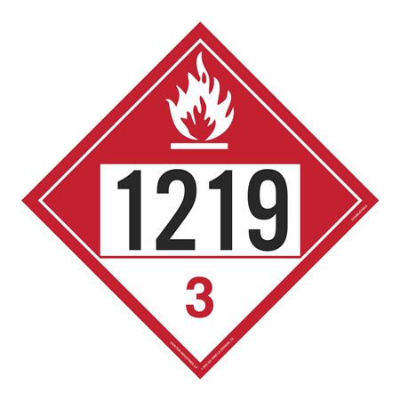 UN#1219 Combustible Stock Numbered Placard