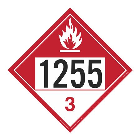 UN#1255 Combustible Stock Numbered Placard