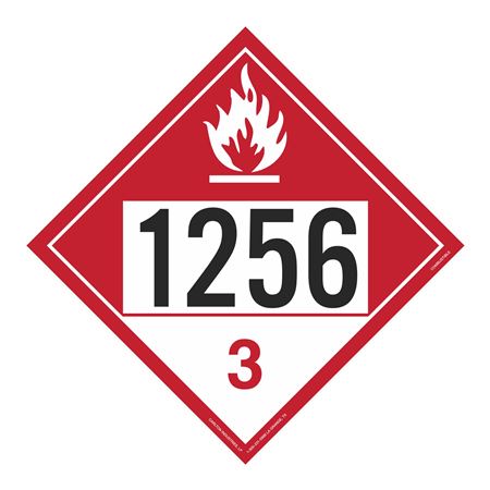 UN#1256 Combustible Stock Numbered Placard