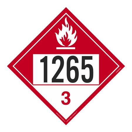 UN#1265 Combustible Stock Numbered Placard