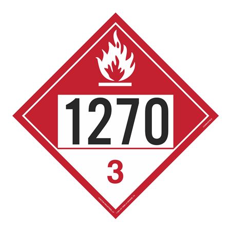 UN#1270 Combustible Stock Numbered Placard