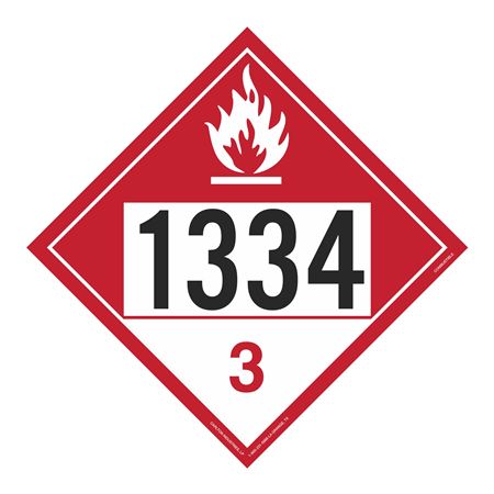 UN#1334 Combustible Stock Numbered Placard