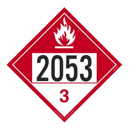 UN#2053 Combustable Stock Numbered Placard