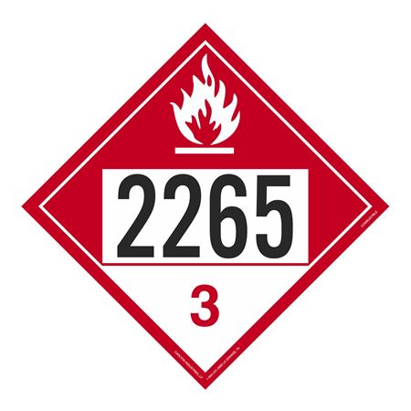 UN#2265 Combustible Stock Numbered Placard