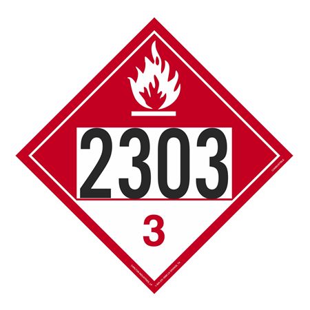 UN#2303 Combustible Stock Numbered Placard