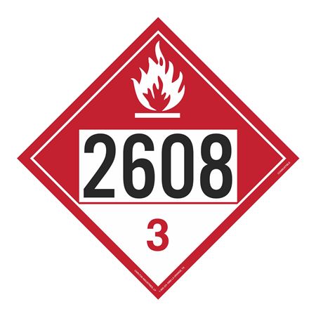 UN#2608 Combustible Stock Numbered Placard