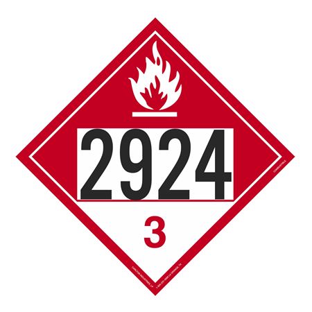 UN#2924 Combustible Stock Numbered Placard