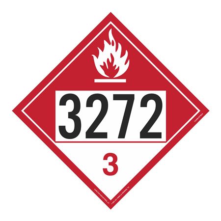 UN#3272 Combustible Stock Numbered Placard