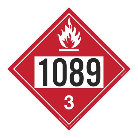 UN#1089 Flammable Stock Numbered Placard