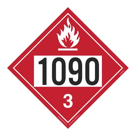 UN#1090 Flammable Liquid Stock Numbered Placard