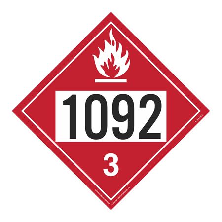 UN#1092 Flammable Liquid Numbered Placard