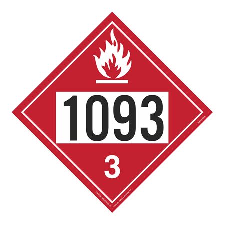 UN#1093 Flammable Liquid Numbered Placard