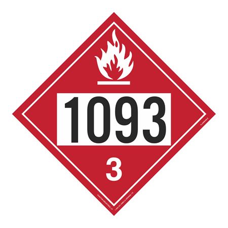 UN#1093 Flammable Stock Numbered Placard