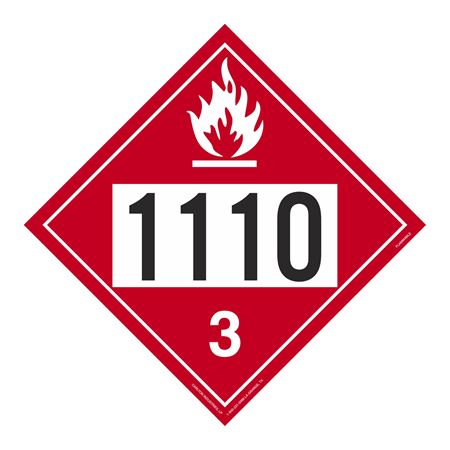 UN#1110 Flammable Liquid Numbered Placard