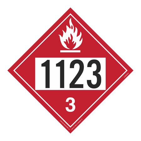 UN#1123 Flammable Stock Numbered Placard