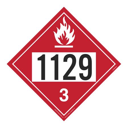 UN#1129 Flammable Liquid Numbered Placard