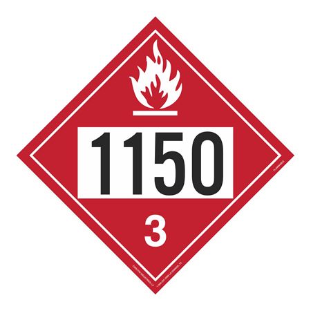 UN#1150 Flammable Liquid Numbered Placard
