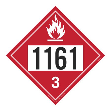 UN#1161 Flammable Liquid Numbered Placard