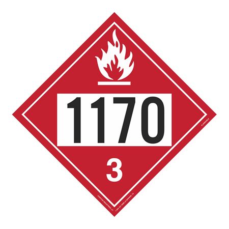 UN#1170 Flammable Liquid Stock Numbered Placard