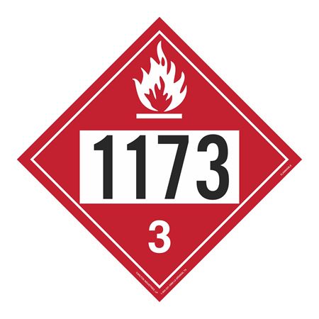 UN#1173 Flammable Liquid Numbered Placard