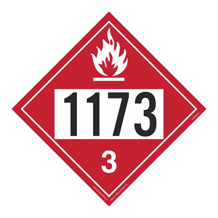 UN#1173 Flammable Stock Numbered Placard