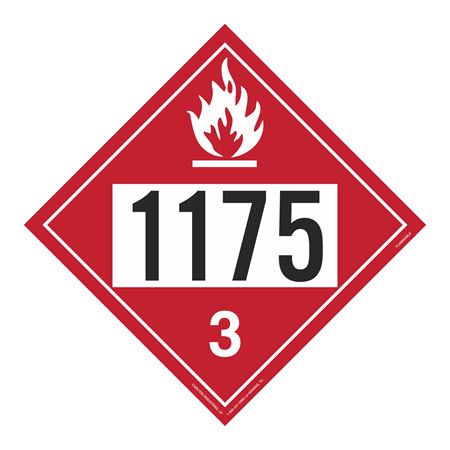 UN#1175 Flammable Liquid Numbered Placard