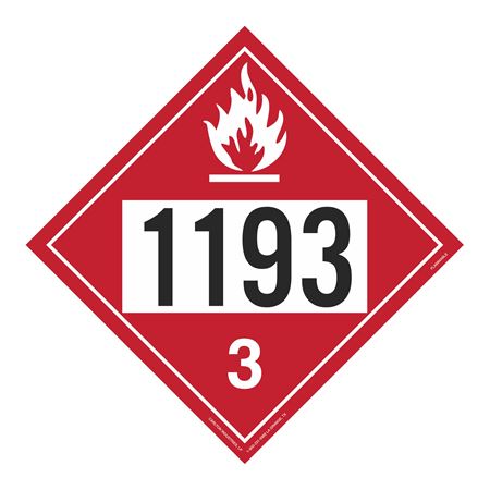 UN#1193 Flammable Liquid Stock Numbered Placard