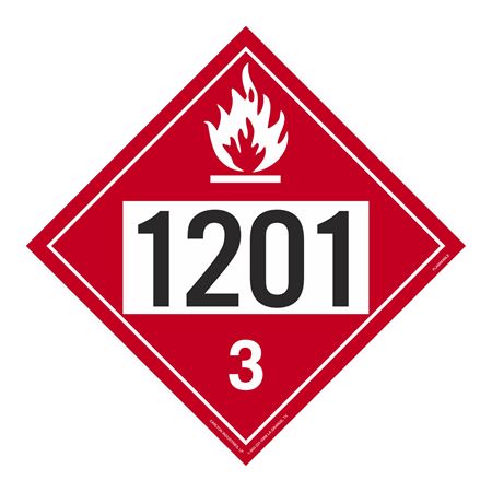 UN#1201 Flammable Liquid Numbered Placard