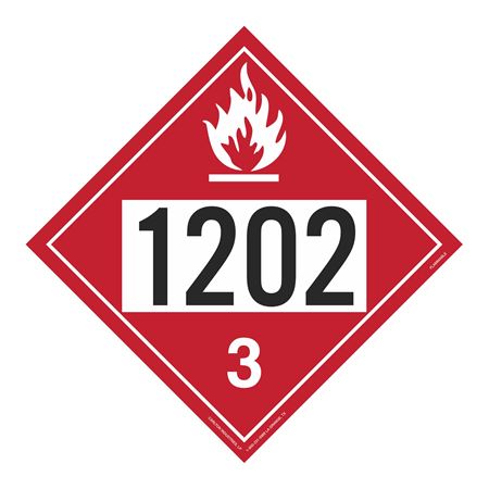 UN#1202 Flammable Stock Numbered Placard