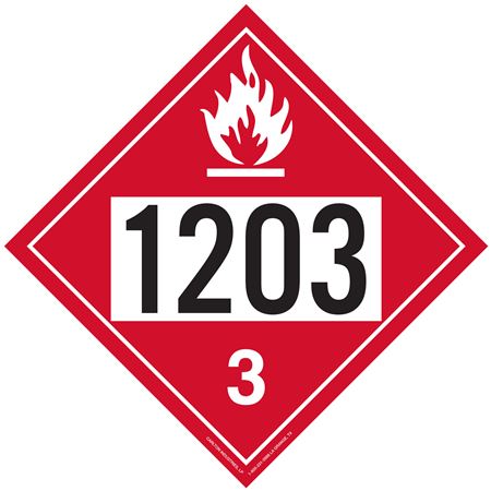 UN#1203 Flammable Liquid Stock Numbered Placard