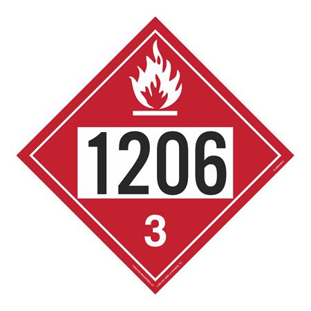 UN#1206 Flammable Liquid Stock Numbered Placard