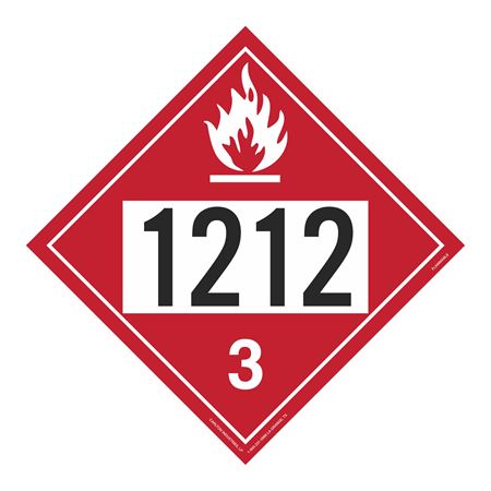 UN#1212 Flammable Liquid Numbered Placard