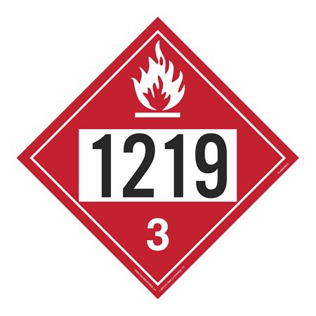 UN#1219 Flammable Liquid Stock Numbered Placard