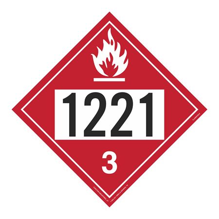 UN#1221 Flammable Liquid Numbered Placard