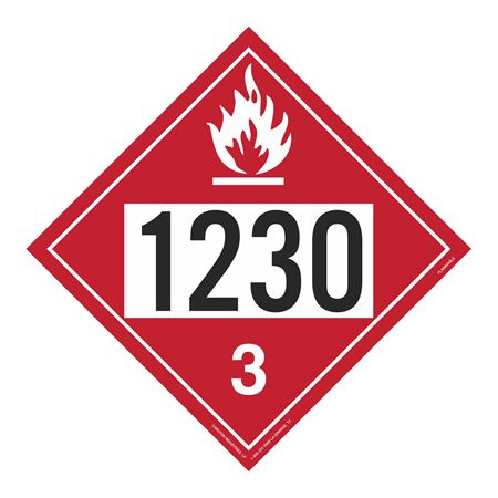 UN#1230 Flammable Liquid Stock Numbered Placard